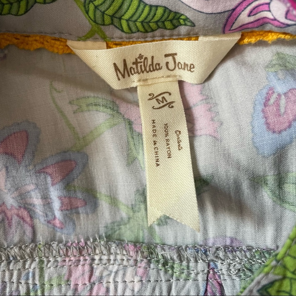 Matilda Jane Thinking Out Loud Top Grey Purple Blue Grey Floral Print Henley - Picture 9 of 11
